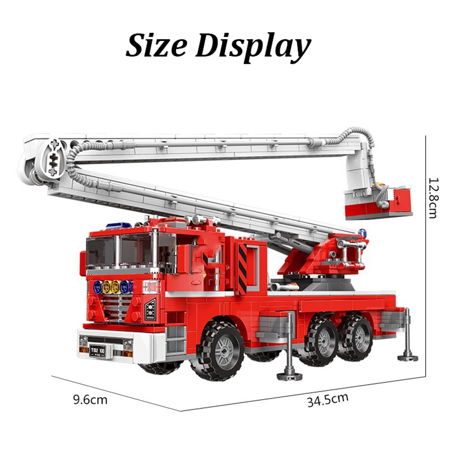 XINGBAO NEW 03029 City Series The Elevating Fire Truck Set Building Blocks Aerial Ladder Truck Bricks Compatible Legoings City