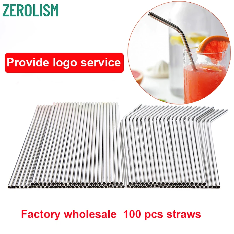 Online Lote de pajitas 100 unids lote pajilla de metal reutilizable al por mayor tubos para beber de acero inoxidable 215mm * 6mm pajitas rectas para beber