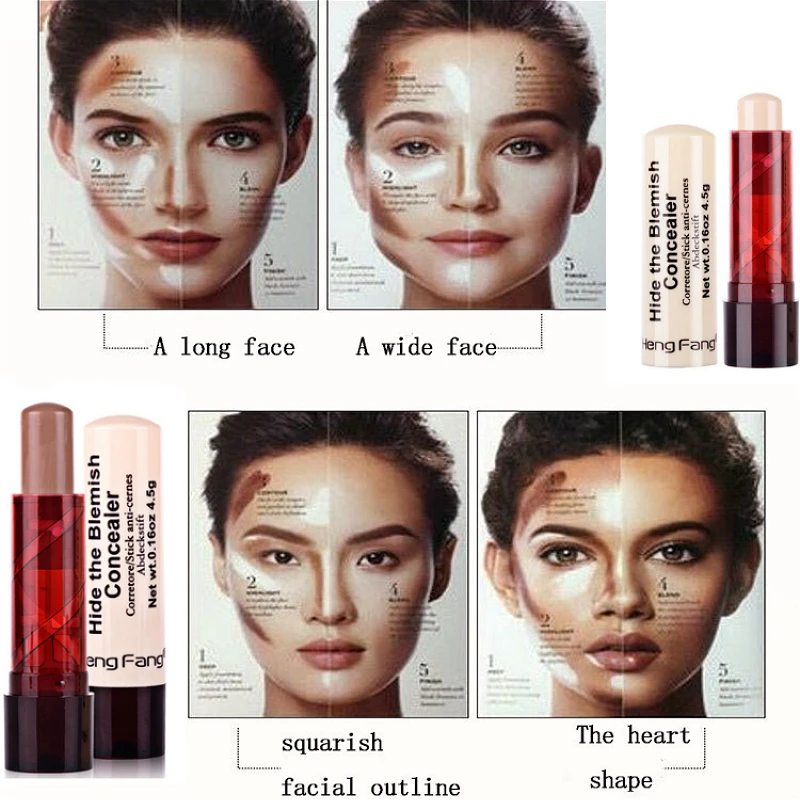 

Professional Ladies Makeup Face Blush Contour Highlighter Stick Foundation Make Up Bronzer Base Concealer Pencil Maquiagem TSLM1