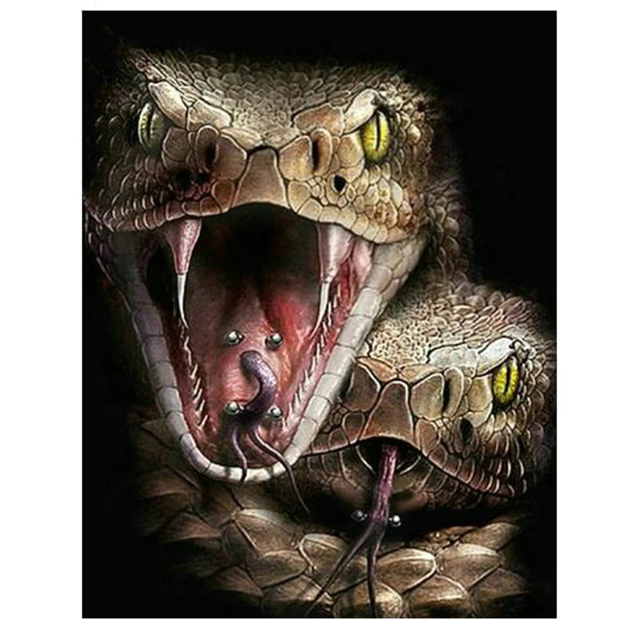 full square round drill 5d diy diamond painting embroidery horror animal snake 3D cross stitch diamond kits mosaic home decor