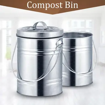 

3L Kitchen Compost Bin Melons Leaves Homemade Organic Trash Can Outdoor Countertop Black Charcoal Filter Garbage Storage Bucket