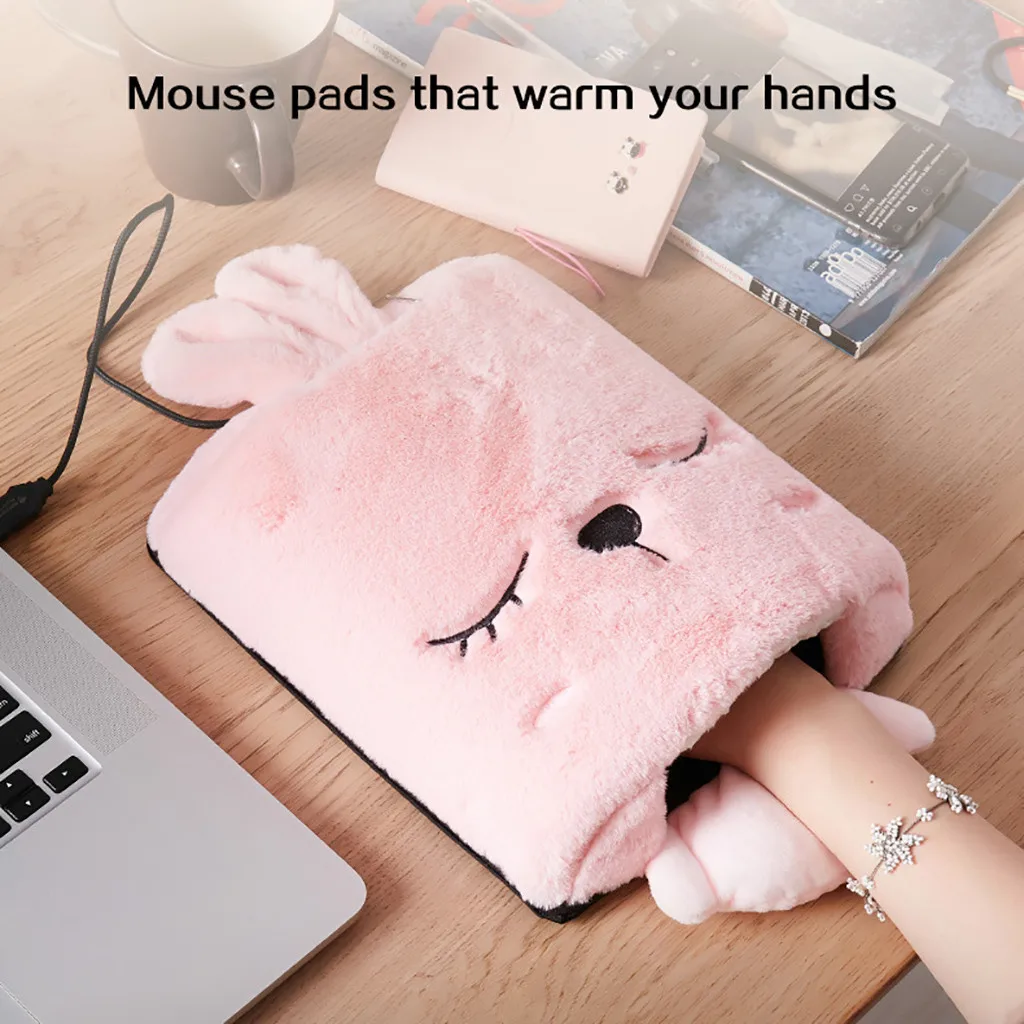USB коврик для мыши с подогревом милый зимний теплый напульсником мягкий