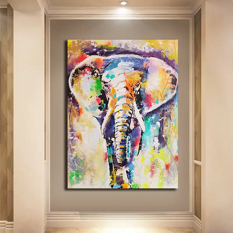Canvas Dog Frag Abstract Wall Art Oil Paint Animal Poster Decor Modern Elephant