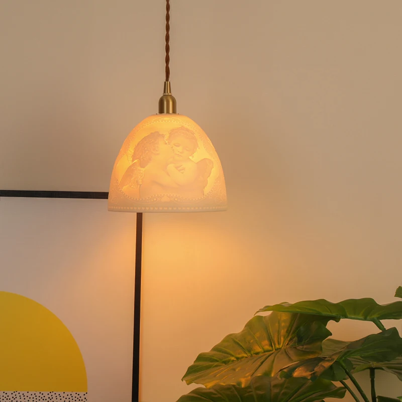 

Nordic Copper Pendant Lights Lamp Ceramics Hanging Lamp Lights Art Deco Pending Lighting Living Room Dining Room Bedroom Loft