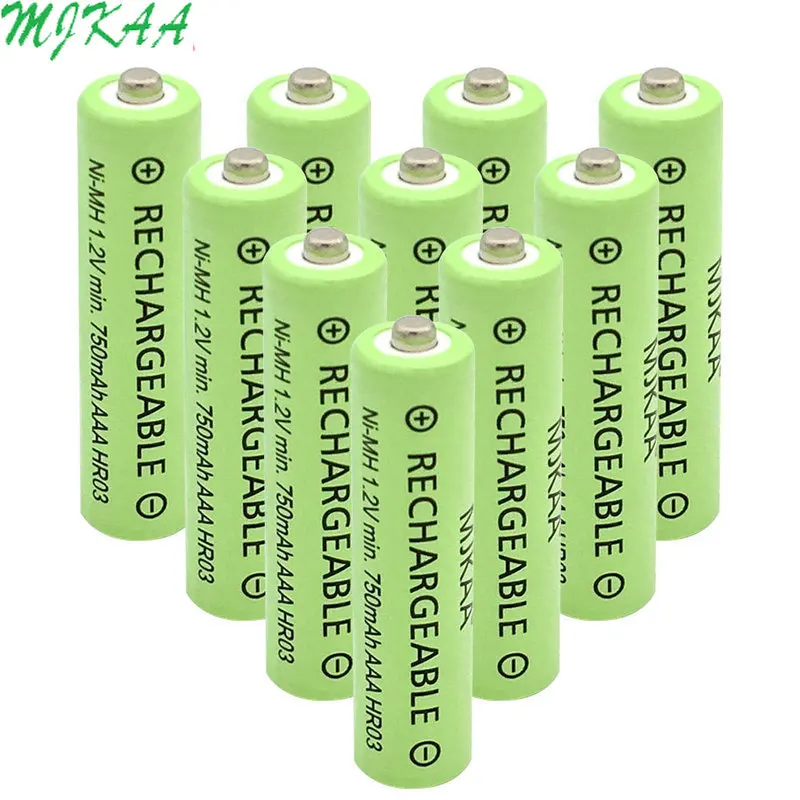 

MJKAA 750mAh 1.2V Ni-MH AAA Rechargeable Battery High Performance Batteries for Remote Controls Radios Torches Clocks Toys