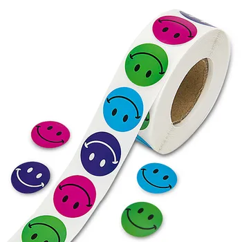 

Smile happy face Stickers seal labels 500 pcs Labels per roll cute stickers for theacher and student adhesive sticker
