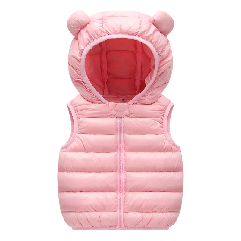 Pink Новые жилеты с капюшоном для мальчиков и девочек, хлопковая Детская куртка без рукавов, модный ветрозащитный жилет, верхняя одежда, детская одежда - Цвет: Pink