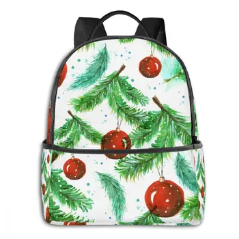 

Christmas Fir Branch And Red Balls Backpack Boy Girl School Bag for Teenager Student Shoulder Bag Travel Bag