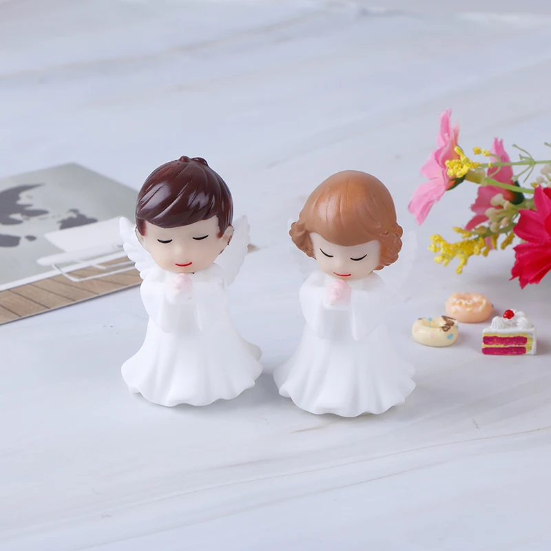 Angels Figurines Miniature Well Workmanship Odorless Sculpture Ornament Decoration Desktop Car Garden Cake 2 Pcs miniature figurines miniature ornament