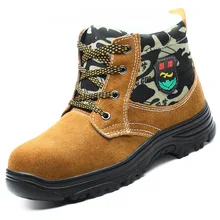 Зимняя камуфляжная рабочая обувь со стальным носком из хлопка, износостойкая, теплая, дышащая, не прокалывается, для строительства мастерской