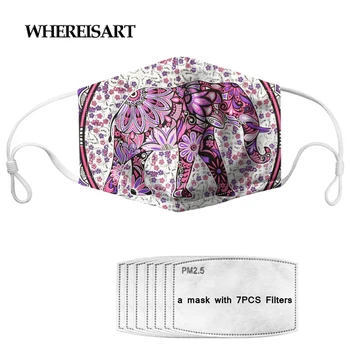 

WHEREISART Face Mask Bohemian Elephant Mandala Pattern Breathable Washable Unsex Mouth Cover Face Mask