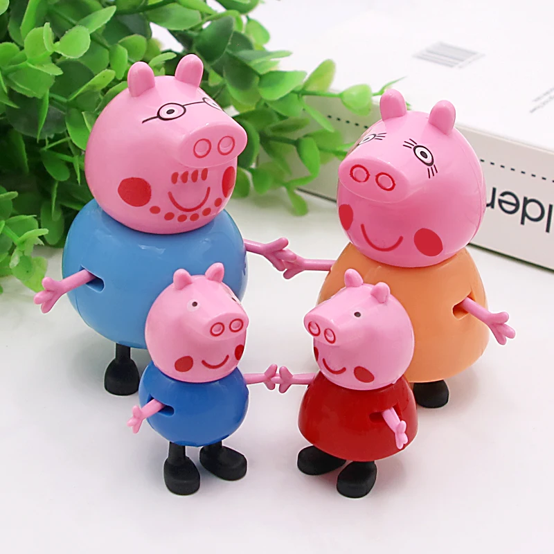 

4Pcs Peppa Pig Family Birthday Decoration Cake Card Fruit Plug-in George Family Set Toy Children Birthday Party Supplies Gifts
