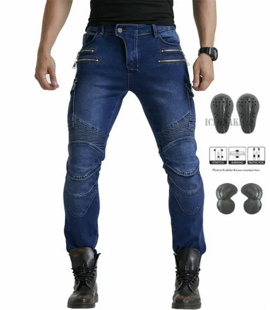 Green Motorcycle Pants Men Motocross Racing Trousers Cargo Jeans Touring Riding Pantalon Moto Pants Motorcycle Equipment Pants JES-11 Blue upgrade