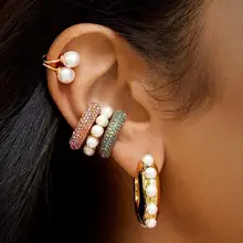 Лучшие женские серьги-кольца с искусственным жемчугом, вечерние женские серьги-кольца, подарок в богемном стиле с кристаллами, женские свадебные массивные серьги, аксессуары