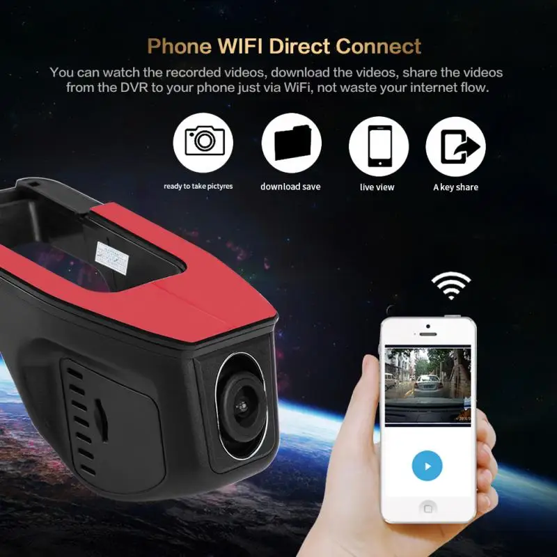 170 градусов широкоугольный Wi-Fi Full HD 1080P Автомобильный видеорегистратор Dash камера регистратор с g-сенсором ночного видения