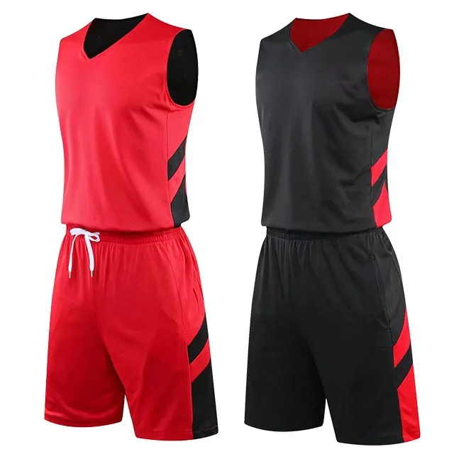 Reversible set Для мужчин, для колледжа, двухсторонние, баскетбольные майки, наборы, форма, спортивная одежда, рубашки, шорты, костюмы, для команды, двухсторонние, баскетбольные майки - Цвет: Reversible set