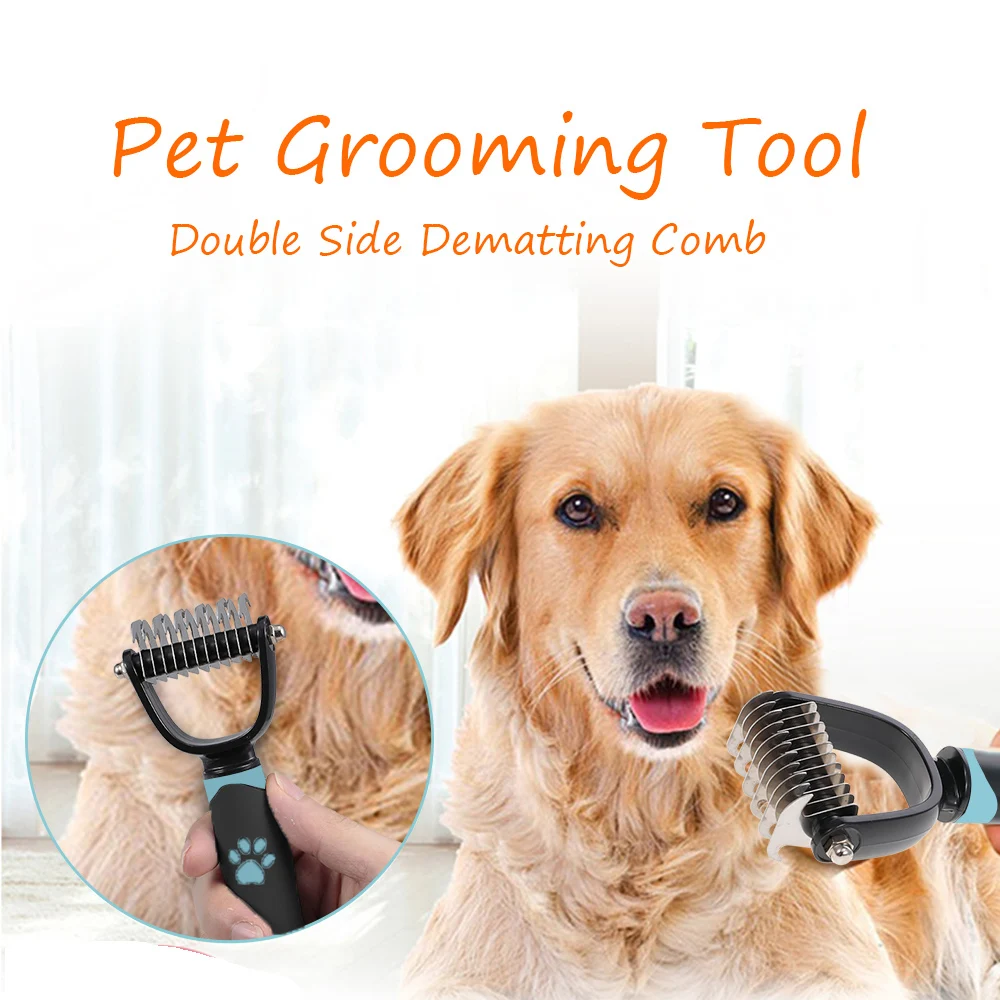 

Pet Grooming Tool Double Side Dematting Comb Remove Undercoat Mats Tangles Shedding Brushes for Dogs and Cats Pets