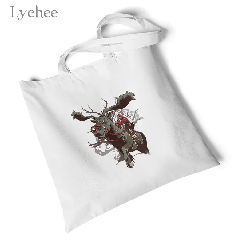 Lychee Harajuku, Женская Холщовая Сумка с принтом черепа, большая Экологичная складная сумка, сумка для покупок, оригинальная Дорожная сумка на плечо