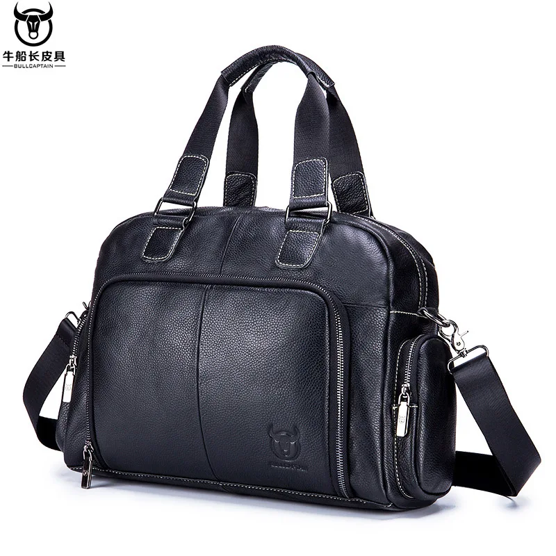 

Bull Captain Leather Goods Genuine Leather Men's Shoulder Handbag Full-grain Leather Large-Volume Cross-body Travel Briefcase Ba