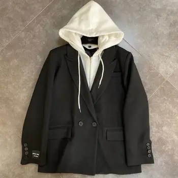 

Women Woolen Coats Woman Winter Coats Patchwork Fake Two Color Matching Asymmetry Women Winter Coats 2020 New Fashion V515