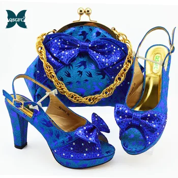 

Latest Design African Matching Shoes and Bags Italian In Women High Heels Shoes and Bag Set for Party Women Wedding Pumps Shoes