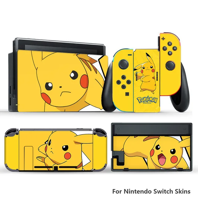 Anime Pokemon Pikachu Switch Cartoon Skin Sticker Nintendo Switch  Protective Shell Skin New Black Gengar NS Film Decoration Game