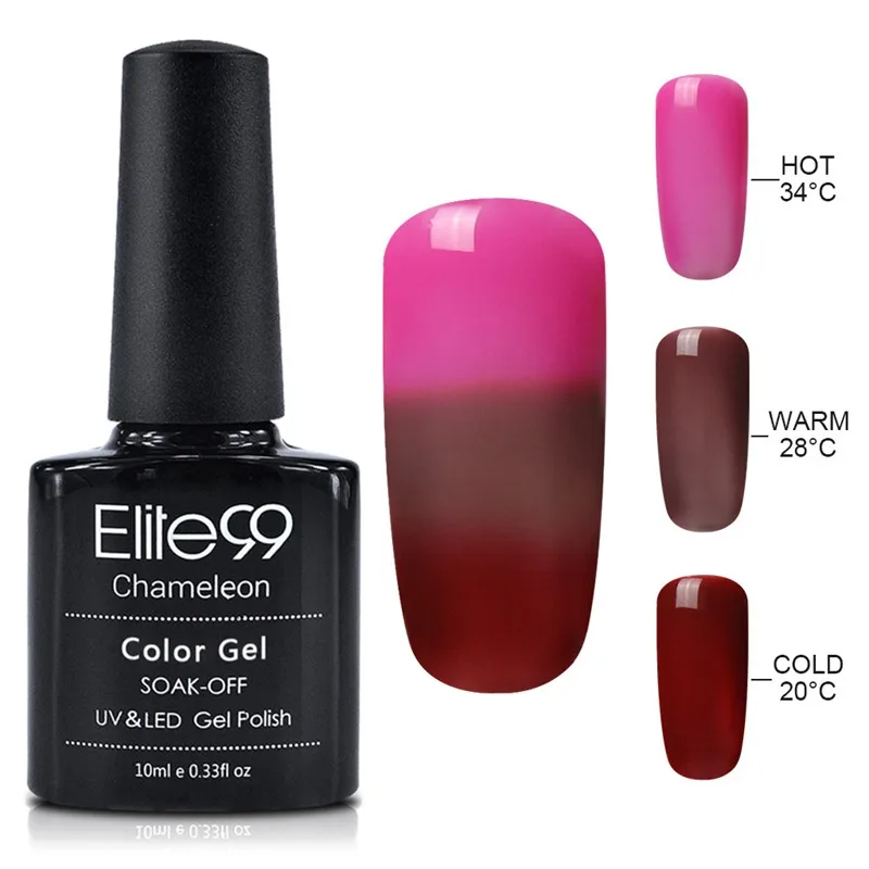 Elite99 10 мл изменение настроения цвет УФ гель лак для ногтей Цвет термальный температура гель для изменения цвета для дизайна ногтей лак гель лак - Цвет: Pink