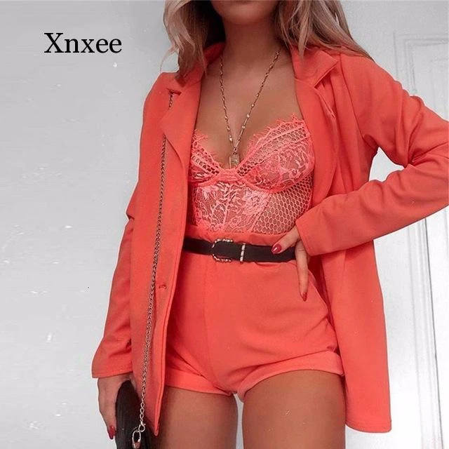 LONG SLEEVE LACE BODYSUIT  Chaquetas blazer para mujeres, Blazer