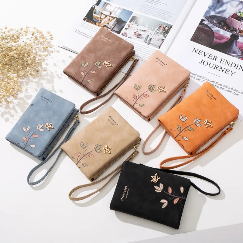 Women Short Wallet Cute Bird Tree Pattern Design Girls Zipper Coin Purse Ladies ID & Credit Card Holder PU Small Clutch Bag 2