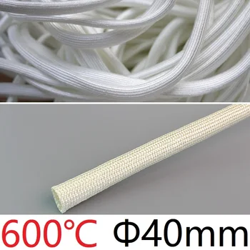 

Chemical Fiberglass Tube ID 40mm Braided Wire Cable Sleeve Insulated Flame Resistant Soft Pipe High Temperature 600Deg.C White