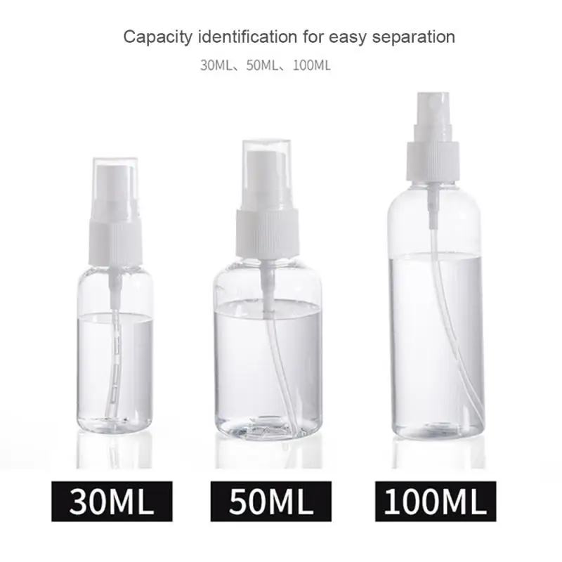 Atomiseur en plastique Transparent de voyage, MIni bouteille vide rechargeable, couleur aléatoire, 30ml 50ml 100 ml, 1 pièce