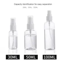 Atomiseur en plastique Transparent de voyage, MIni bouteille vide rechargeable, couleur aléatoire, 30ml 50ml 100 ml, 1 pièce