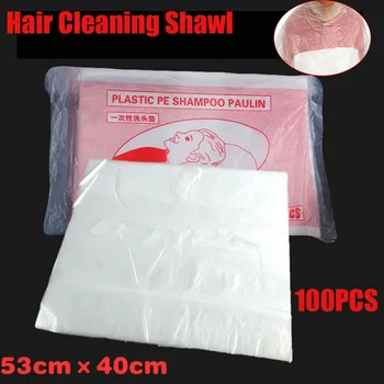 Kaufen 100Pcs/pack Transparent Haar Salon Einweg Wasserdichte Haar Waschen Pad Klar Shampoo Taschen Capes Reinigung Haar Schal