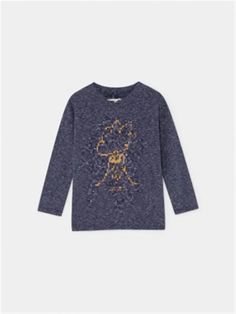 Коллекция года, новая осенне-зимняя футболка для мальчиков и девочек детская хлопковая рубашка с длинными рукавами - Цвет: BoBoT1