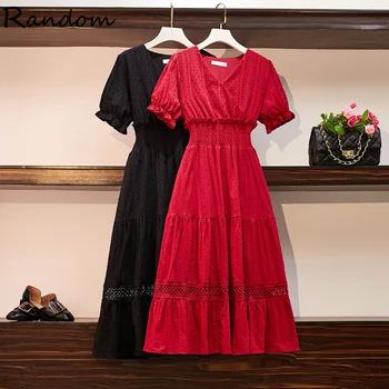 

2020 Sunmer Fashion Vintage 90s Party Black Red Dress Large Plus Size 4XL Elegant Beach Cloth Women Bandage Wrap Big Long Dress
