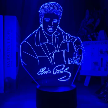 

Elvis Presley Figure Night Light Led Color Changing Nightlight The Hillbilly Cat King of The Western Pop Bedroom Lamp Fans Gift