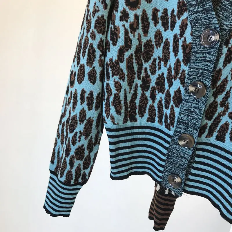 Korobov/новые женские костюмы с леопардовым принтом, кардиганы и трикотажные мини-юбки из одинарной вязки, комплект из 2 предметов, 78902