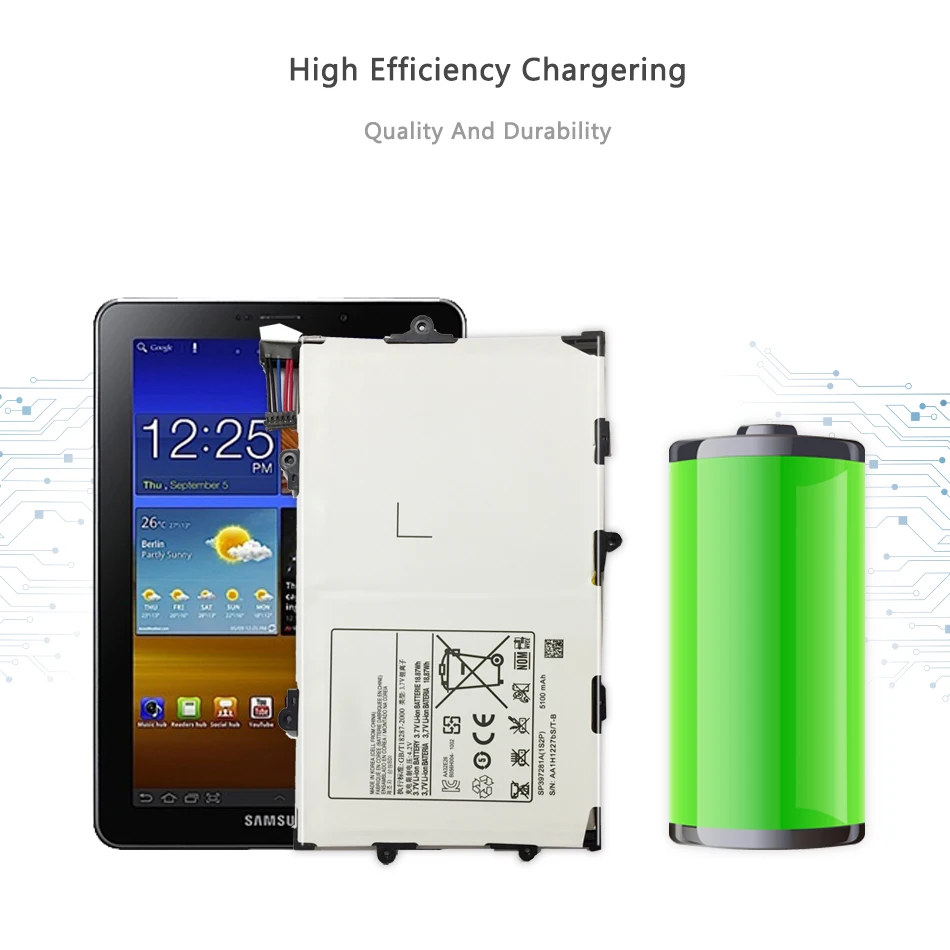 5100mAh SP397281A 1S2P Встроенный аккумулятор для samsung GALAXY Tab 7,7 P6800 P6810 GT-P6800 GT-P6810 Сменные Аккумуляторы для планшетов