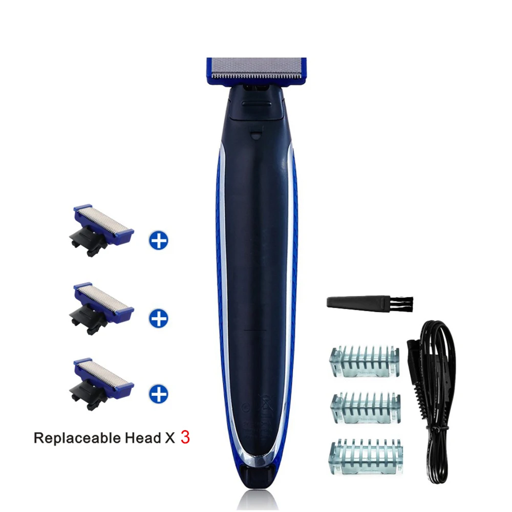 Electric Men's Shaver Micro USB  Washed Rechargeable Straight Safety Razor Beard Portable Travel Clipper Facial Epilator