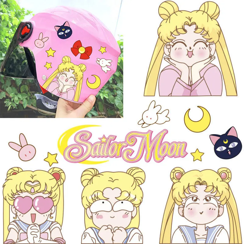 1 set anime cartoon sailor moon stickers motorcycle electric vehicle helmet decoration car cute waterproof sticker cover scratch car stickers aliexpress