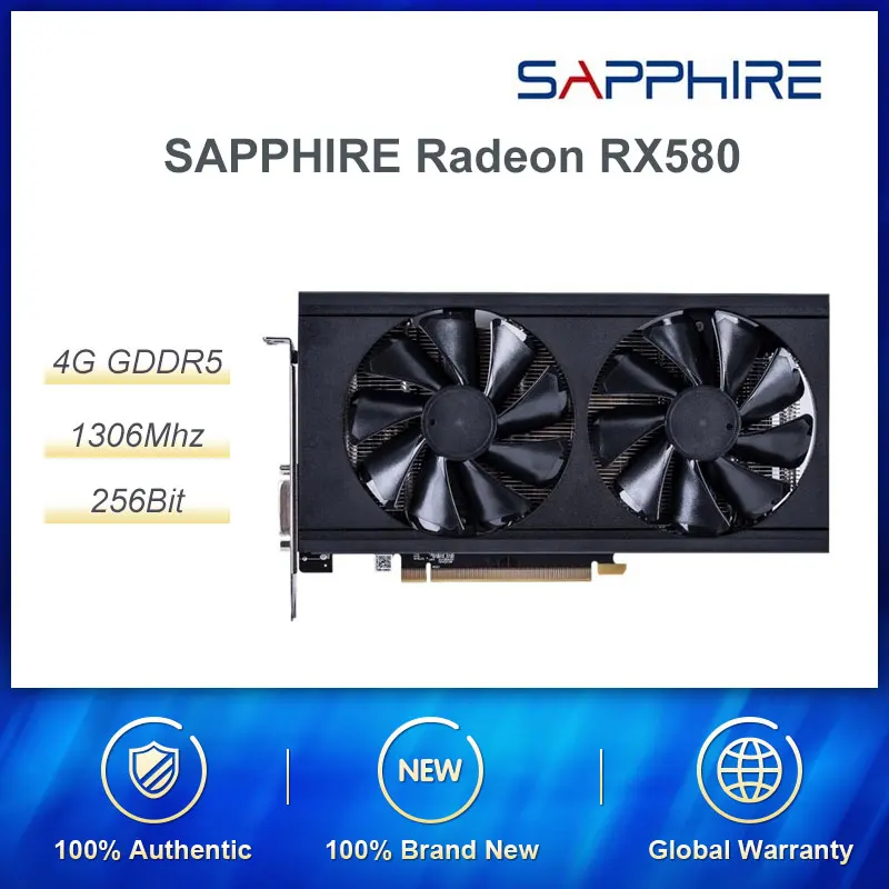  SAPPHIRE Radeon RX580 4G 256bit GDDR5 AMD Desktop Graphics Card HDMI PCI-E For PUBG/GTA5 Gamers Hig