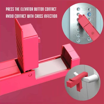 

New No Touch Key Open Door Tool Portable Press Elevator Door Handle Hand Stick Self-sterilizing Zero Touch Contactless Artifact