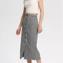 Новые женские твидовые юбки на пуговицах, офисные женские клетчатые миди юбки, женские деловые юбки осень-зима