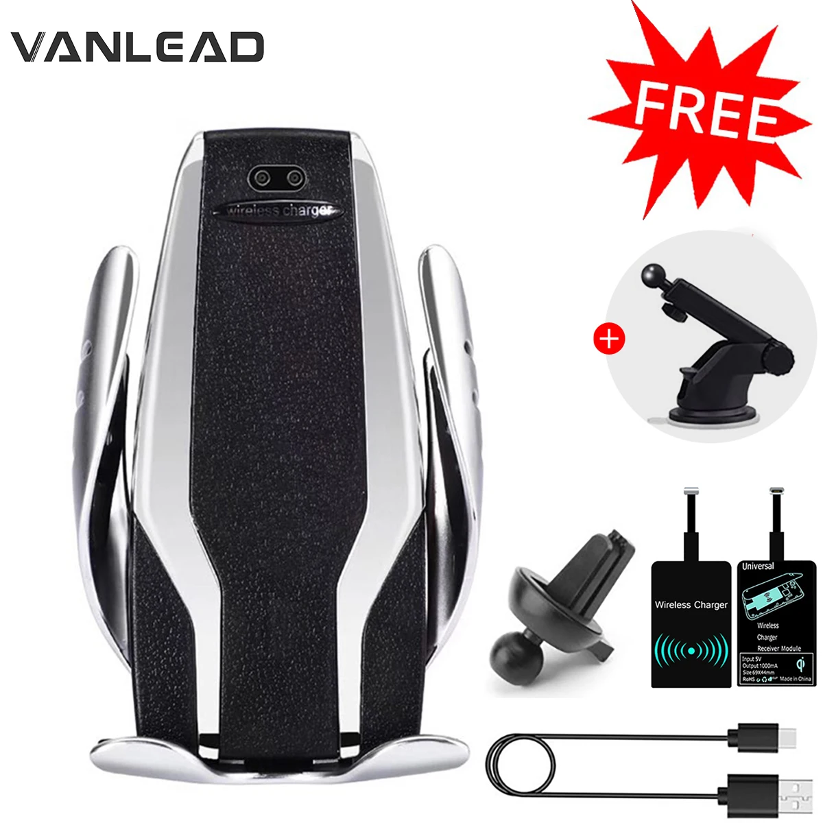 

Automatic Clamping Car Phone Holder Universal Adjustable Wireless Charging Car Holder Fast Charg Sensor Air Vent For IPhone