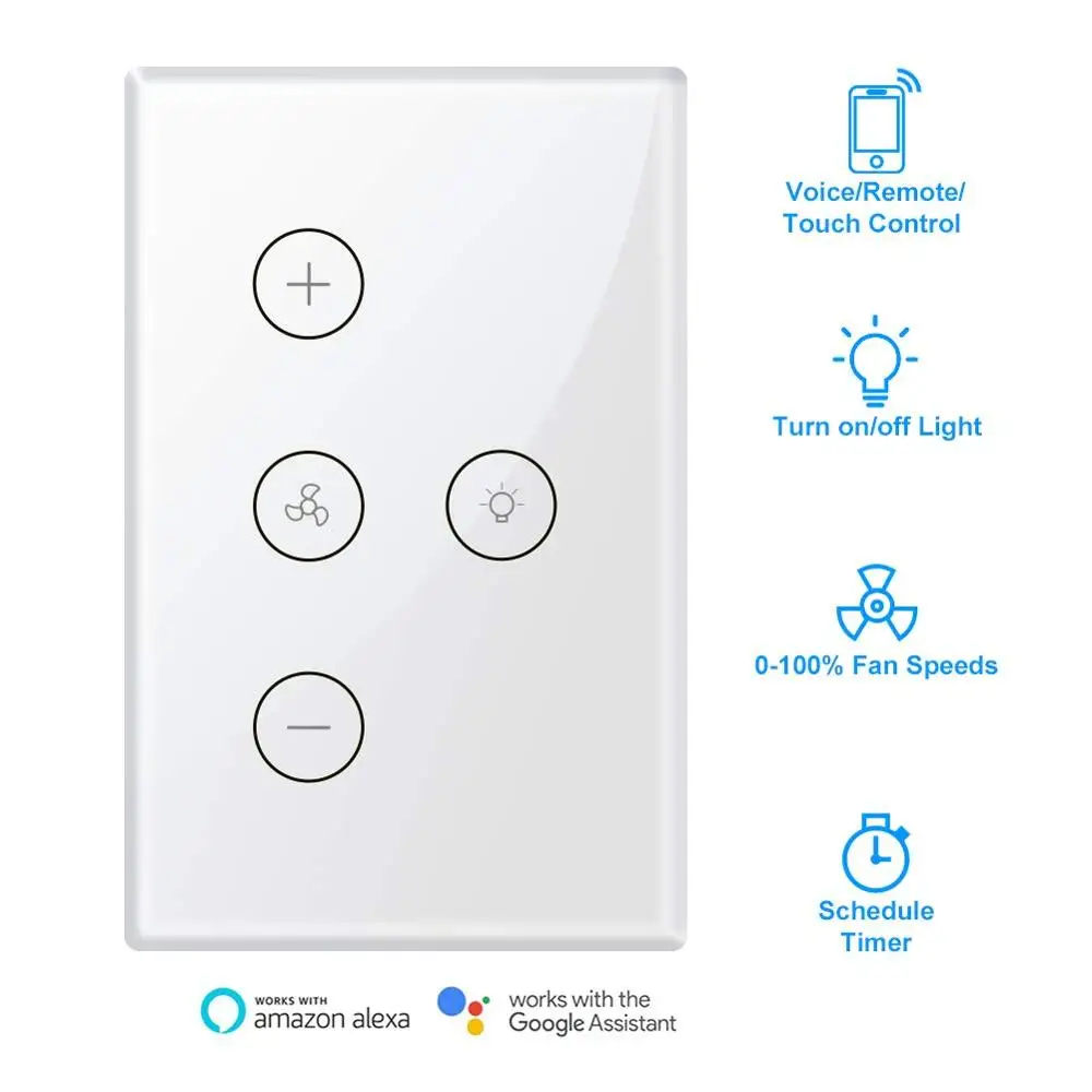 

Timethinker Smart Wifi Switch Fan Switch Light Touch Switch for Alexa Google Home Voice Control Domotica Smart Life APP Control