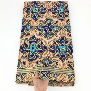 

New Design African Wax Print With Lace High Quality Embroided African Wax Lace Fabric 100% Cotton Nigeria Guipure Wax Lace 6Yds