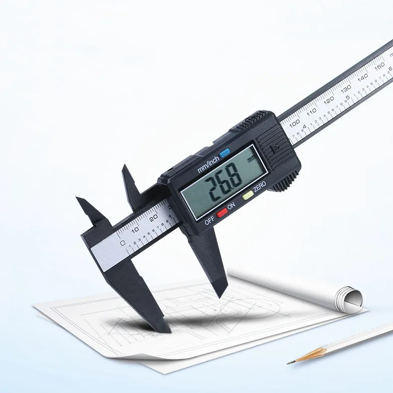 Цифровой Vernier Calipers150mm 6 дюймов ЖК электронный углеродный оптоволоконный датчик измерения высоты микрометр - Color: Black 1 pc