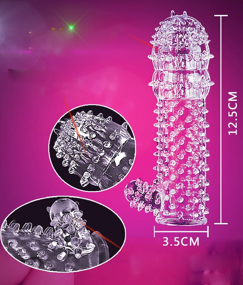 Силиконовые многоразовые презервативы задержка времени Кристалл Пенис Расширение рукава стимулируют глубокий массажер ткани - Цвет: E