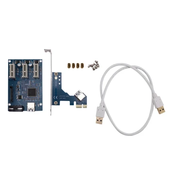 

PCI-E PCI E Express 1X to 3 Port 1X Switch Multiplier HUB Riser Card +USB Cable