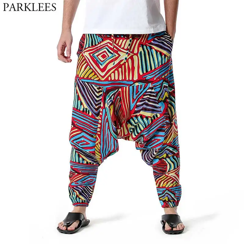 Pantalones bombachos de Yoga para hombre, pantalón de chándal Hippie, bohemio, mareos, estampado africano, de algodón, informal, Hip Hop, Ankara - Ropa de hombre
